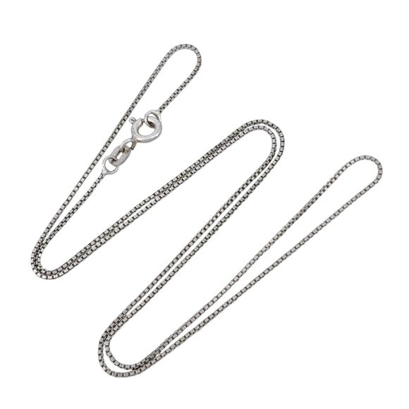 Vintage FAS Italy Sterling Silver 925 0.9mm Box Chain Necklace 18" - Picture 1 of 3